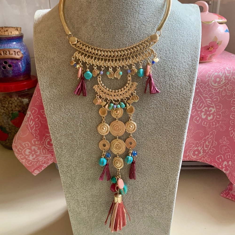 Chicos BOHO Multi Color Tribal Belly Dancer Necklace